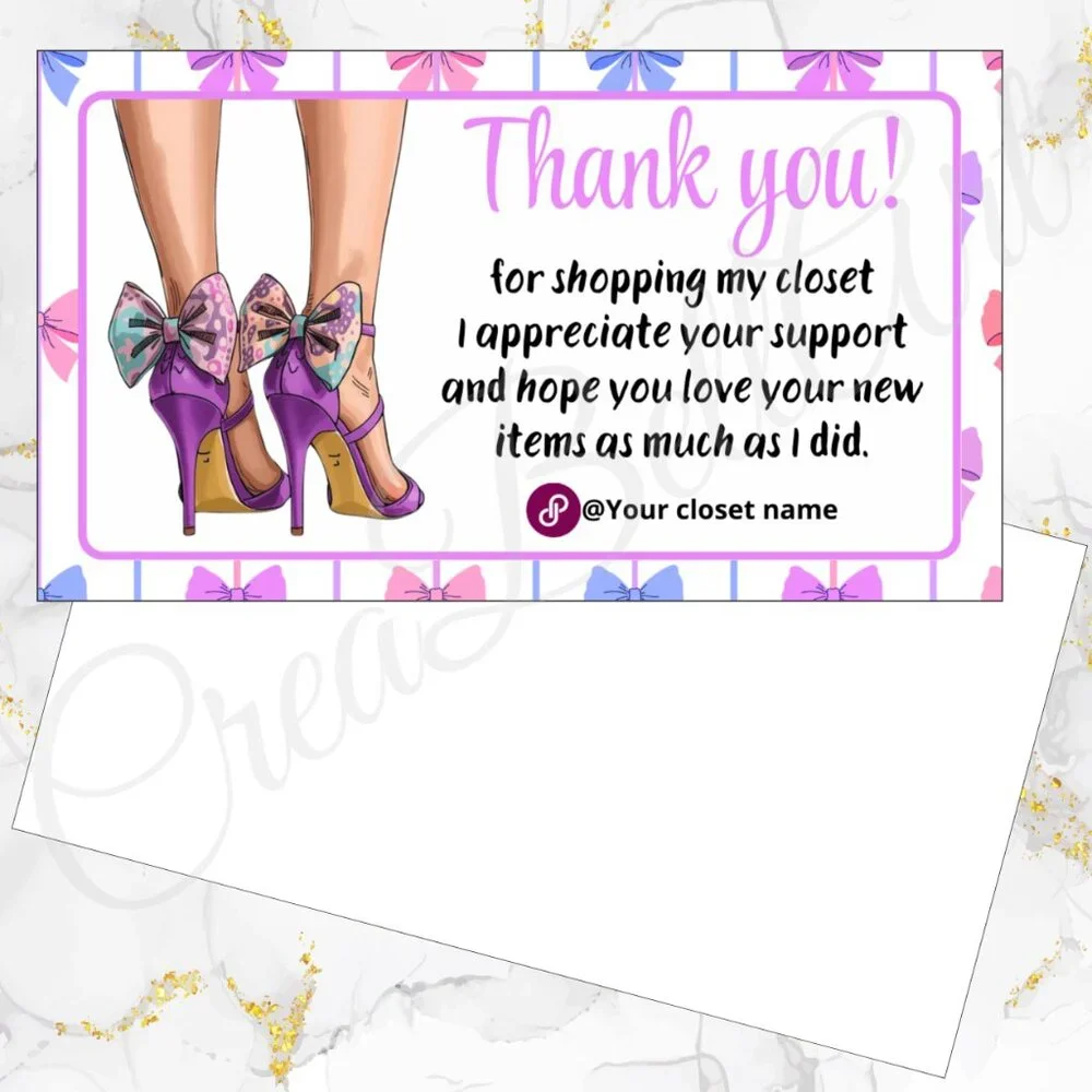 120 Pack Hight Heels Personalized Thank You Cards & Stickers